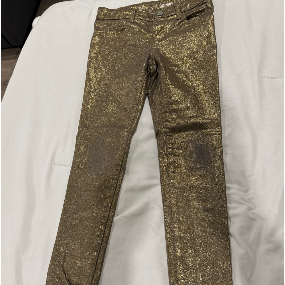 Girls size 7 skinny gold denim